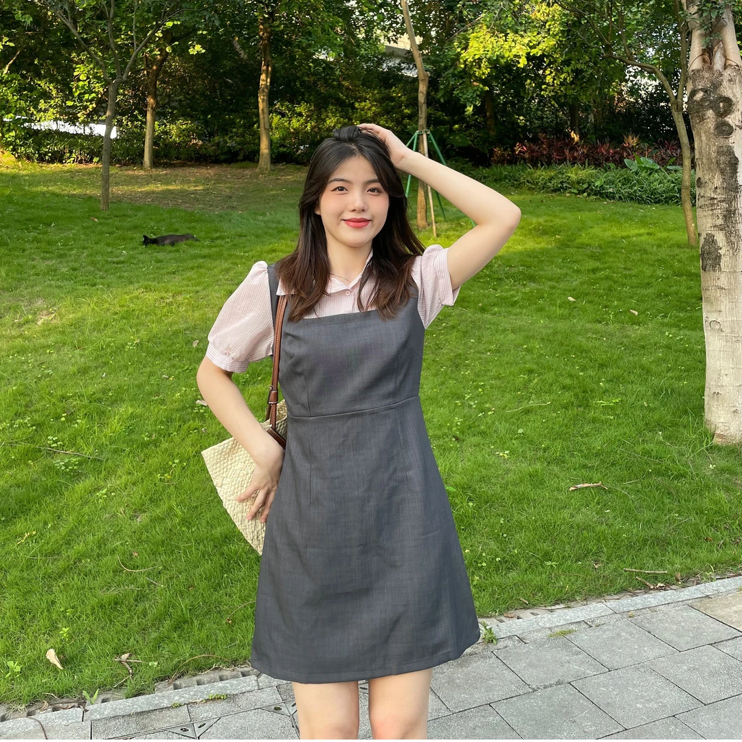 假两件侧拉链正肩拼接减龄西装连衣裙（穿到125斤裙长86）