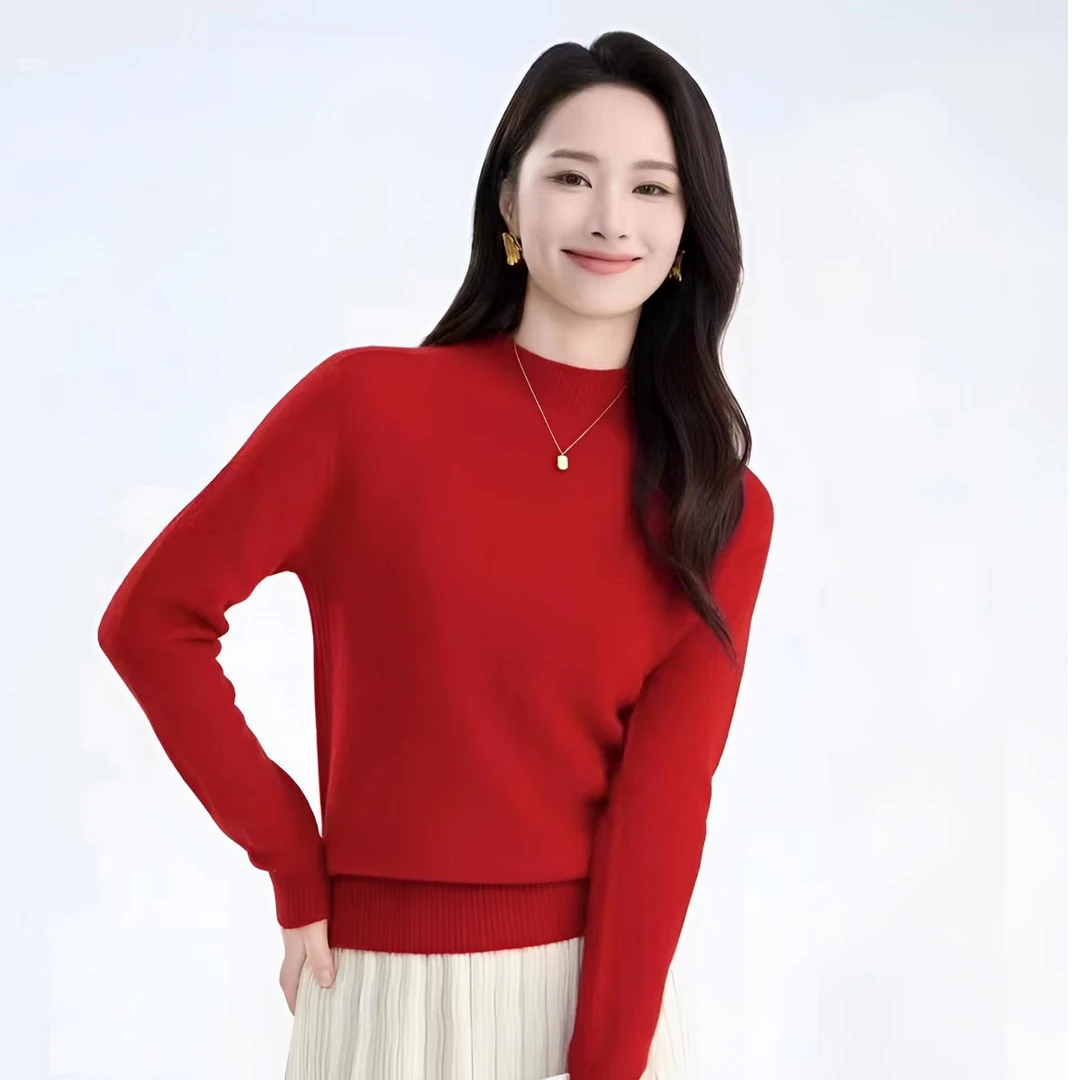 【100-199】时尚气质休闲名媛慵懒针织百搭设计感上衣长袖打底加厚