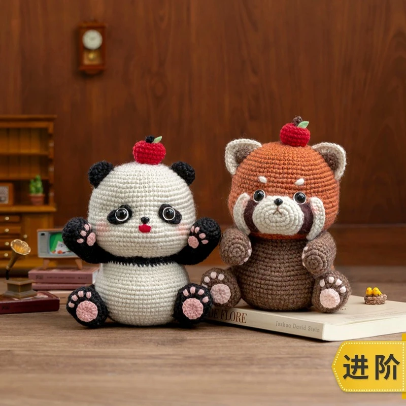 趣织社熊猫玩偶手工diy编织钩针羊毛玩偶毛线团自制材料包