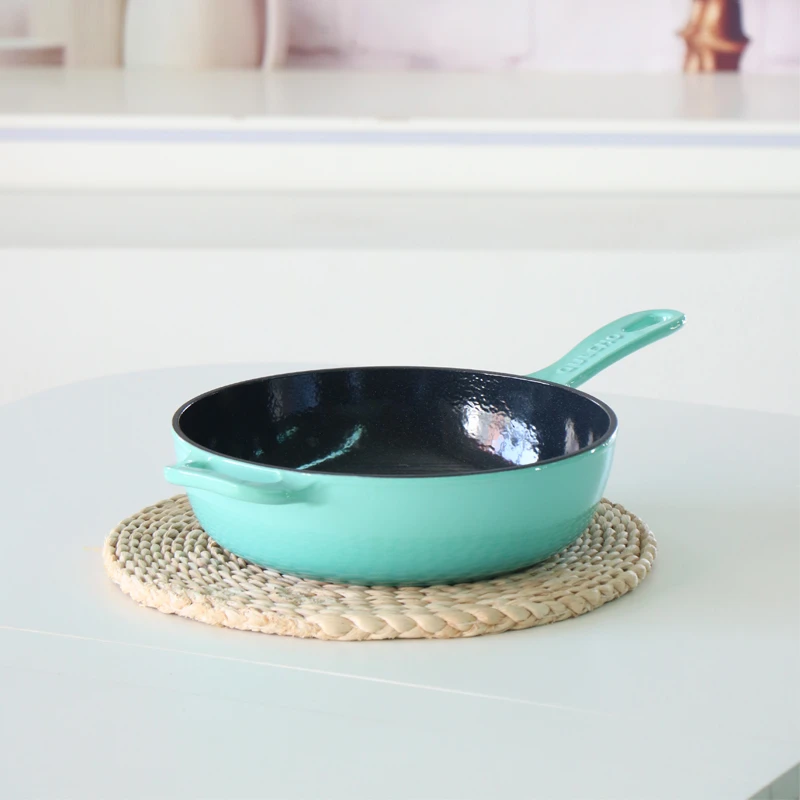 QULENO千乐欧公爵26cm深煎锅珐琅锅铸铁锅耐高温