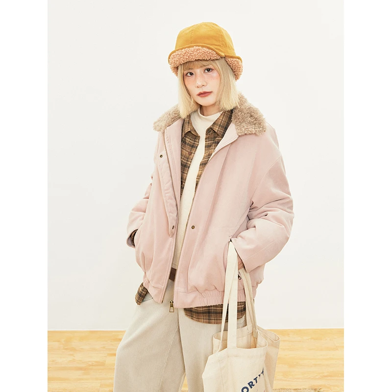 hothorse/火山马MY09084复古毛绒拼接发芽外套独特夹克保暖棉衣