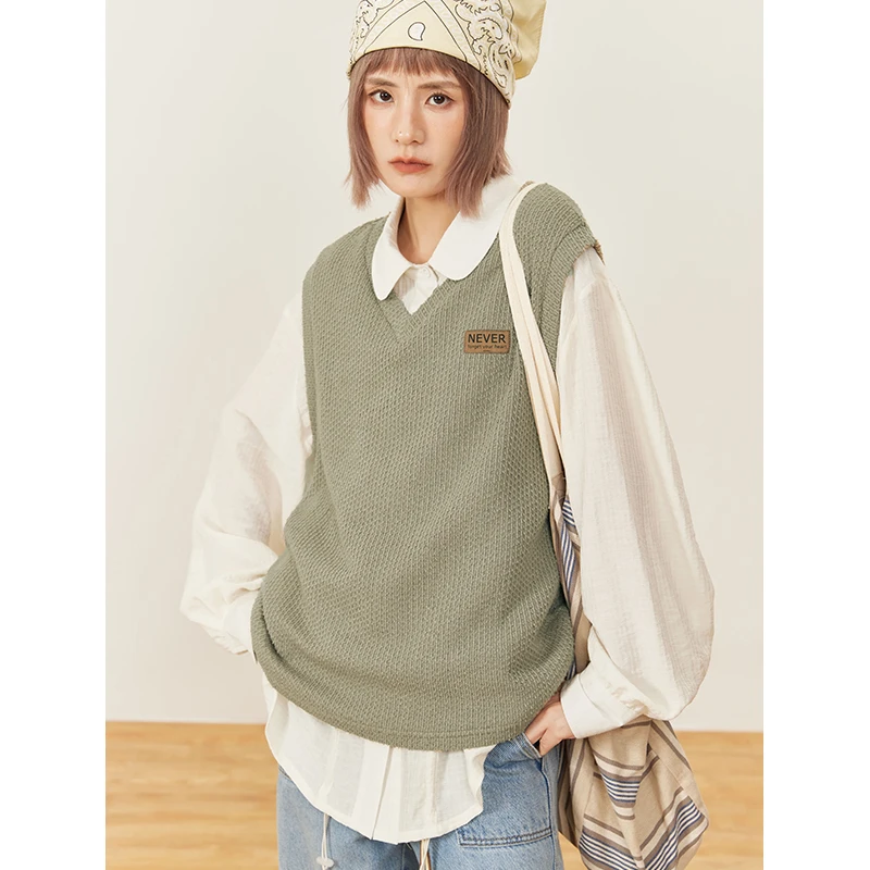 【直播间清仓款no退no换】MJ03476 复古简约针织V领毛衣背心马甲