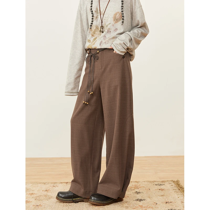 hothorse/火山马KZ09030裤子垂感直筒裤休闲百搭宽松时小众设计