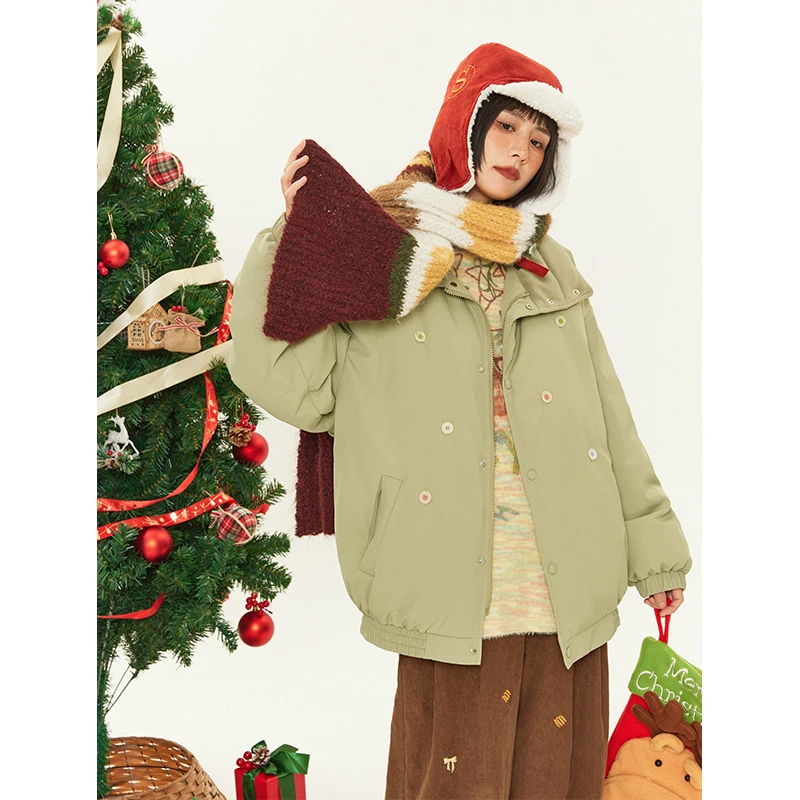 hothorse/火山马MY09091 加厚防泼水彩色纽扣可调节下摆棉服外套