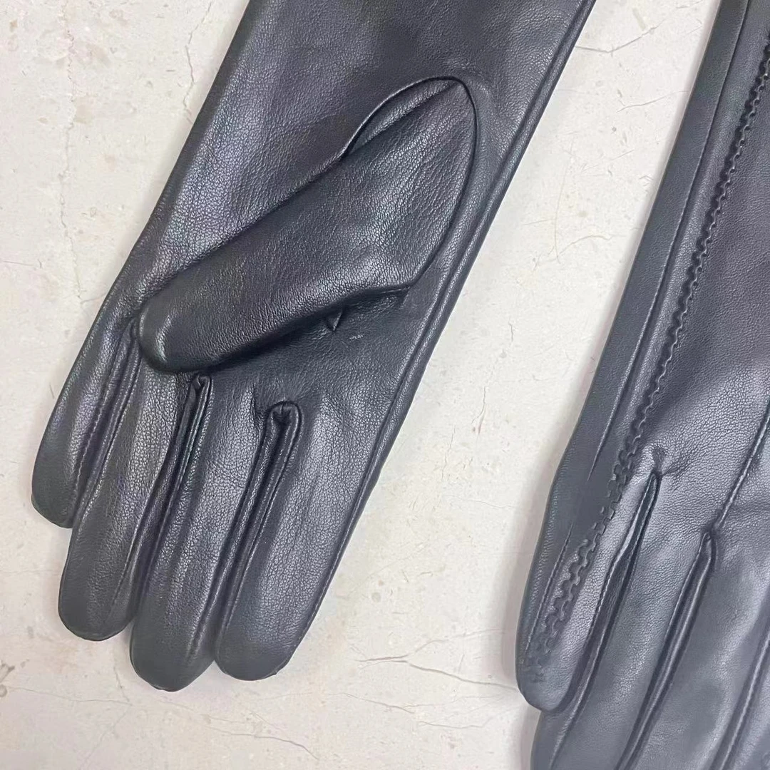 加长款羊皮手套女士冬天保暖骑行加绒加厚袖套手臂套摩托车触屏