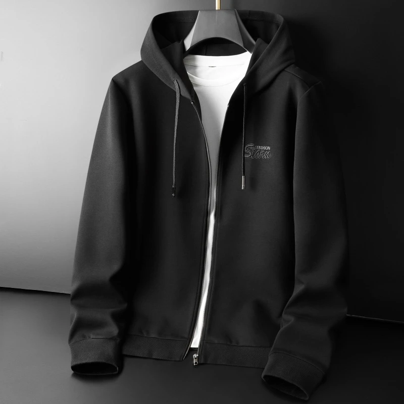 高端秋季连帽卫衣男宽松大码开衫男士外套休闲运动棒球服夹克男