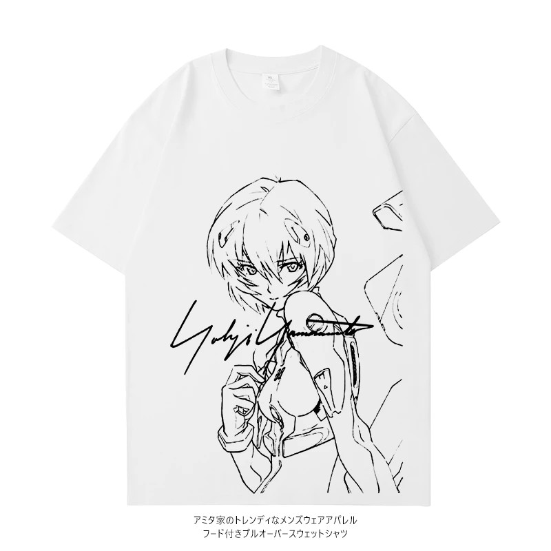 100%棉EVA动漫短袖绫波丽的微笑周边T恤夏季宽松二次元情侣上衣男