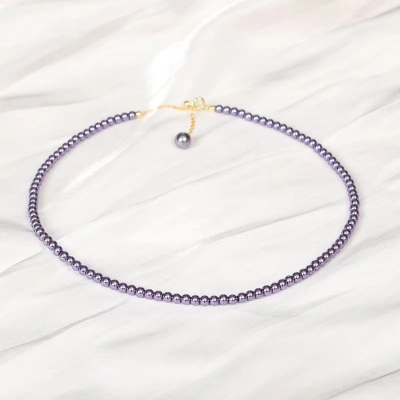 【专属】蓝莓紫小米珠项链3-4mmXL016