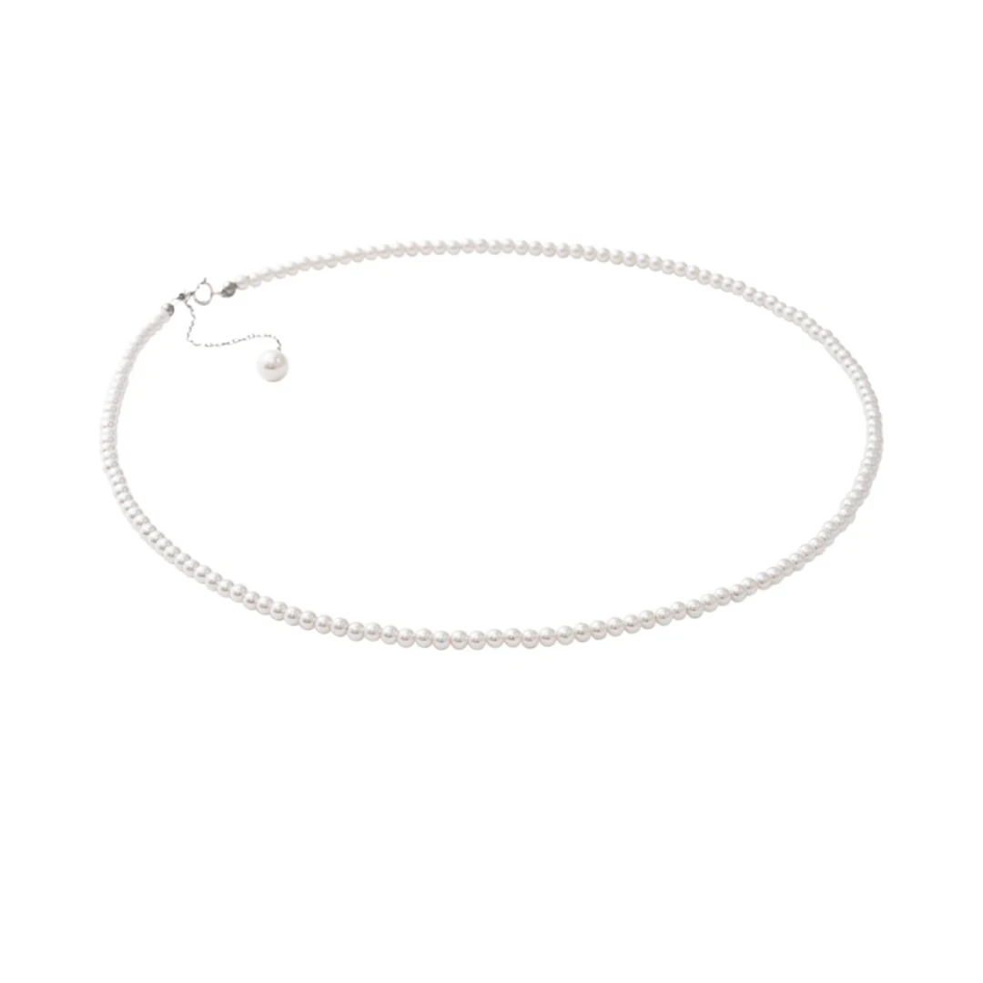 链子925银 【甄选】正圆强光极光白小米粒小米珠项链百搭气质