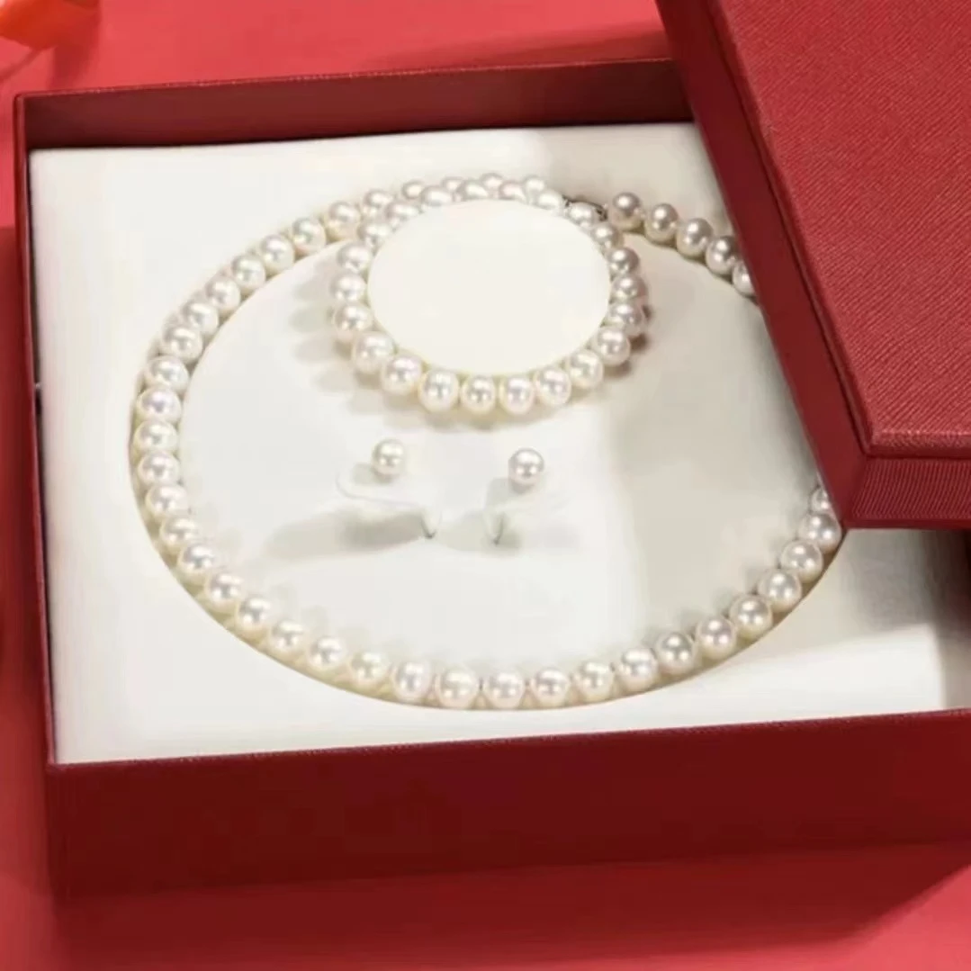 三件套极光白8mm妈妈链项链