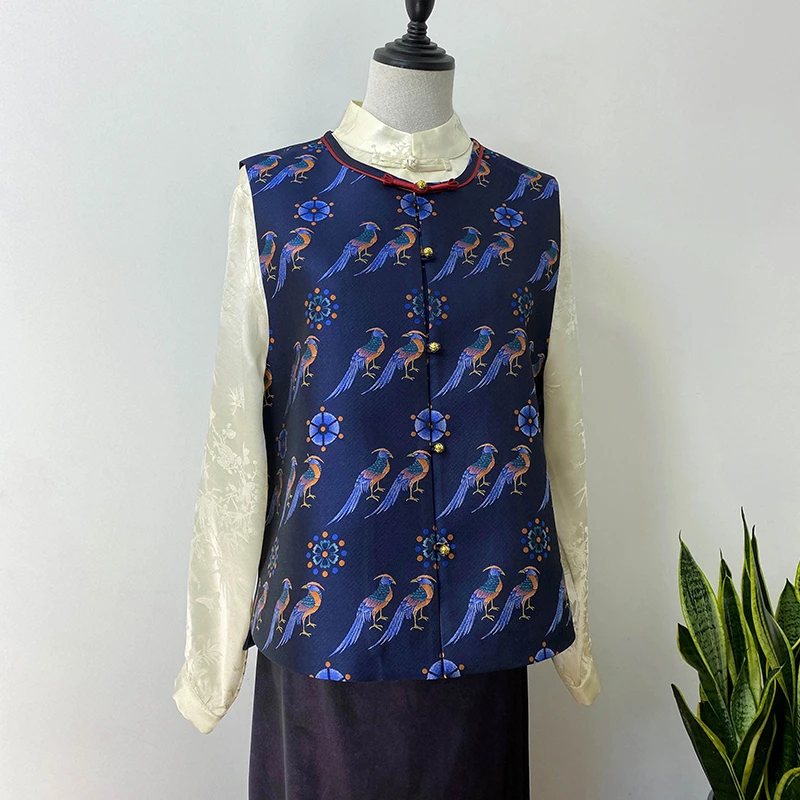 【上久楷-翟鸟】复古国风改良新中式端庄大气桑蚕丝老宋锦马甲