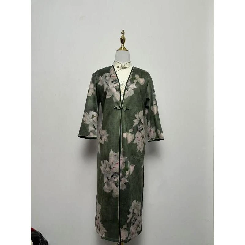 2024改良秋季旗袍外套连衣裙新款中式年轻复古日常气质叠穿外搭长