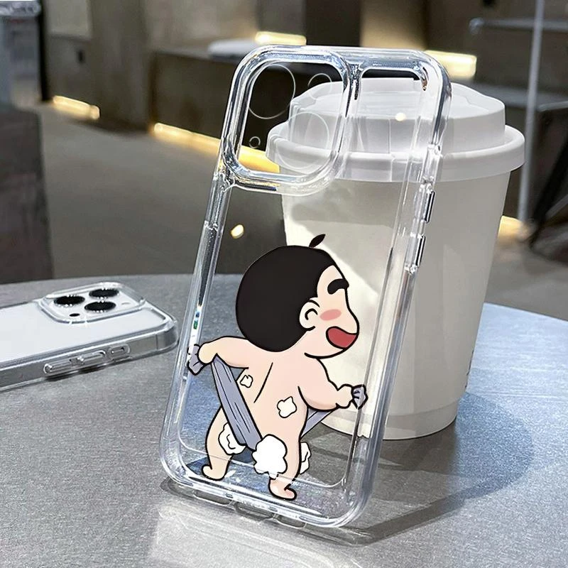 搓澡小新苹果15手机壳iPhone14promax趣味13/12透明11全包防摔x