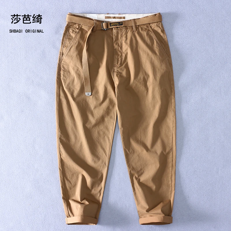 春秋男装弹力棉直筒休闲裤工装裤美式宽松潮流百搭休闲长裤子男士