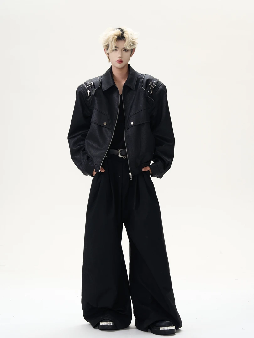 Cleanfreakgirl【腹黑男主】小众金属皮扣机车夹克外套