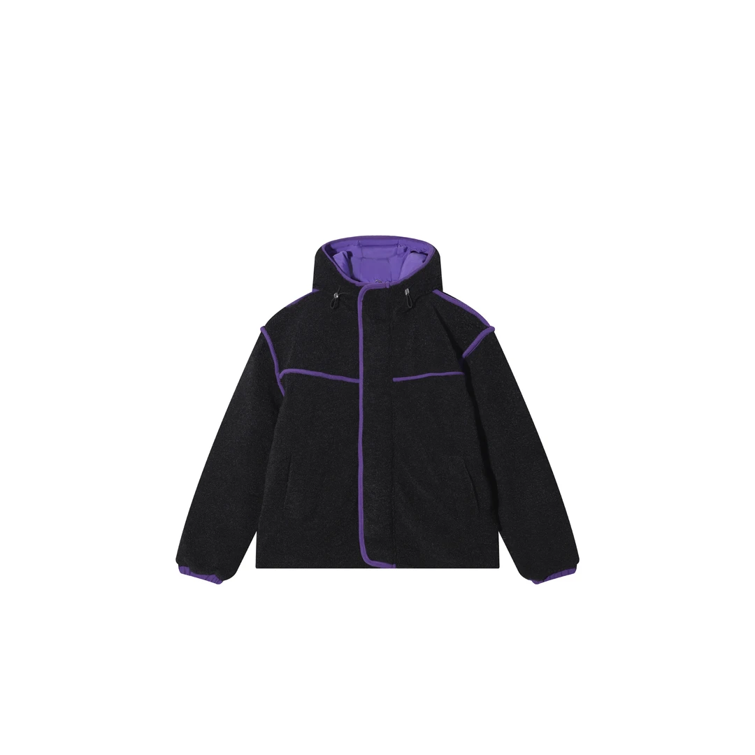 新款拼接户外运动休闲宽松冬季连帽羽绒服外套W043