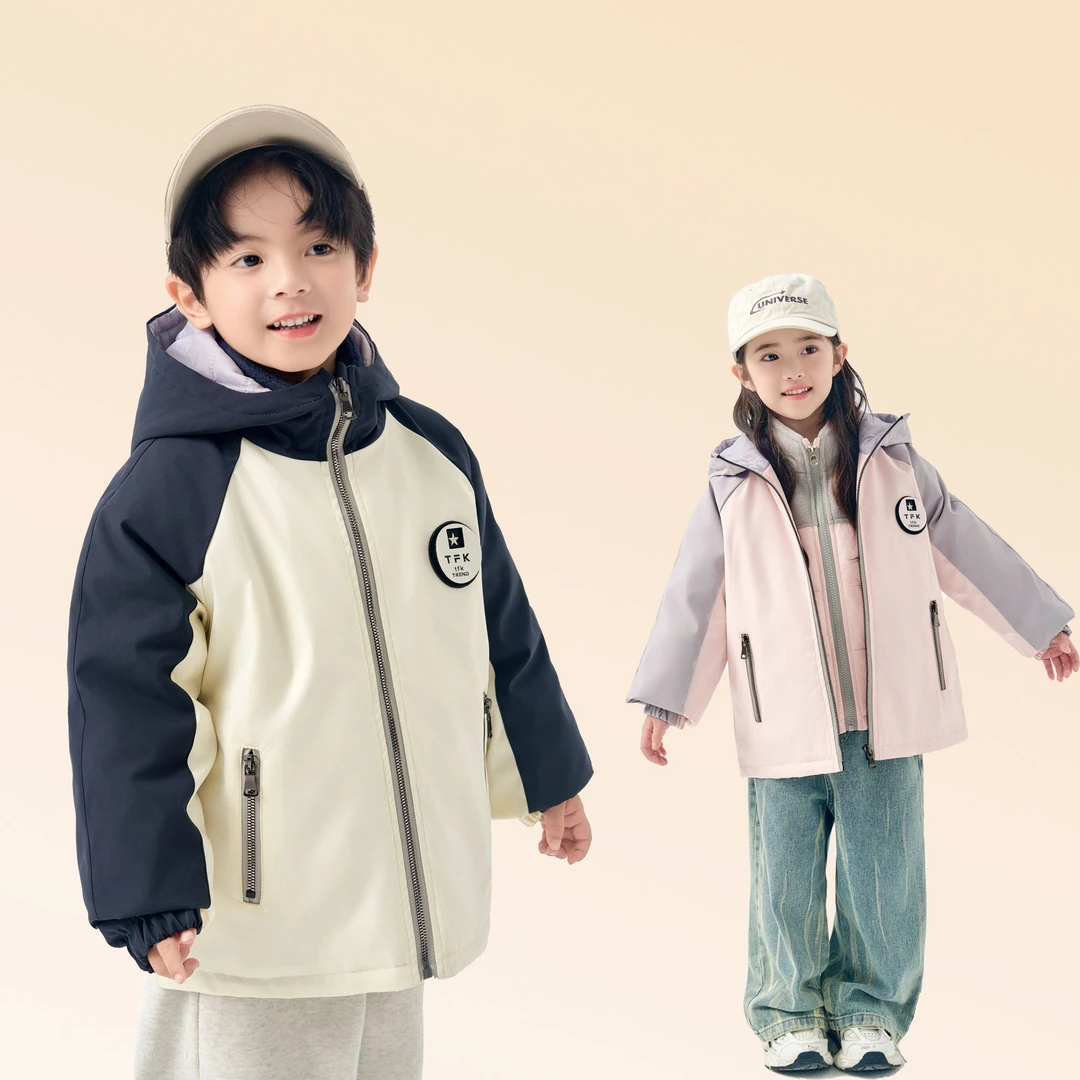 新款两件套休闲防风撞色加厚两件套童装羽绒服W036