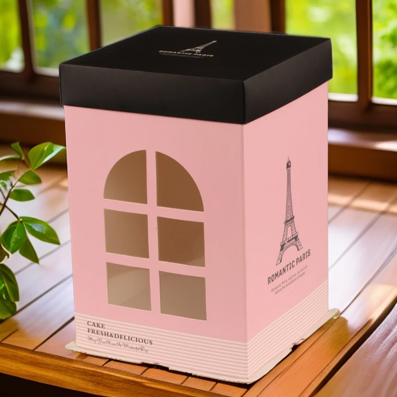 6寸8寸10寸生日蛋糕盒包装盒芭比高三层高加高礼品盒子透明天窗