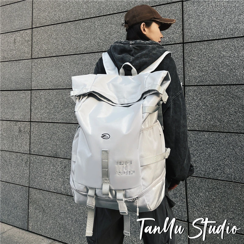 探屿双肩包男大容量休闲旅行包运动篮球训练包多功能实用背包书包