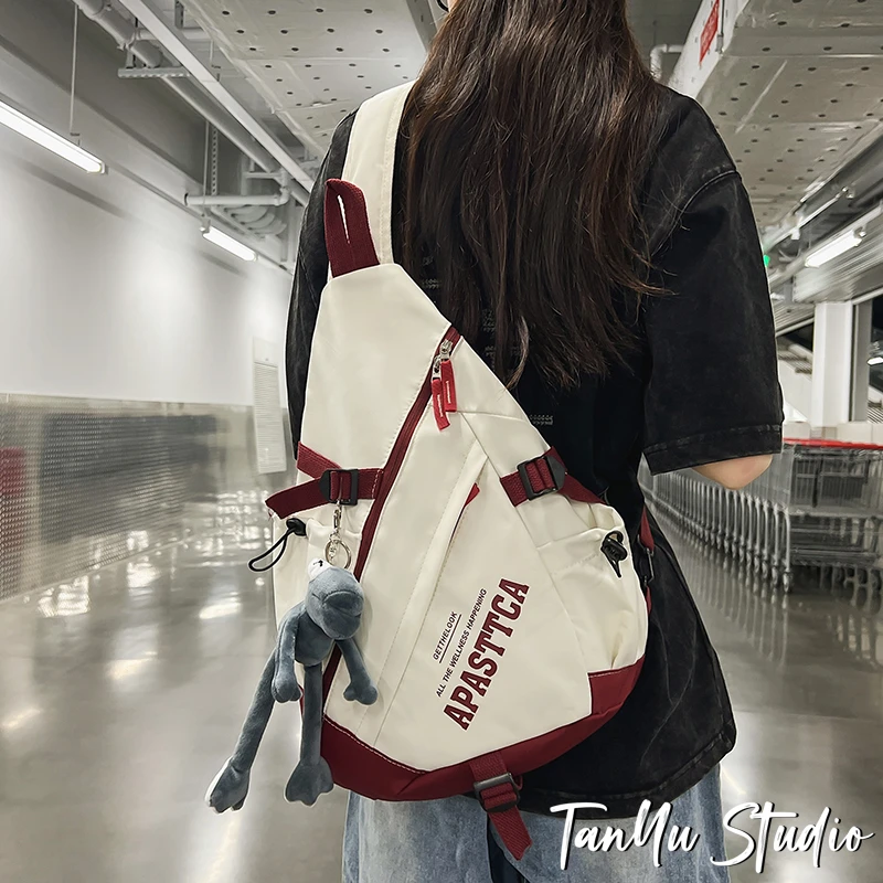 探屿新款潮牌大容量胸包女运动单肩包男骑行包工装包机能风斜挎包