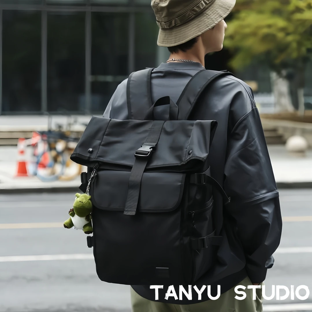 探屿双肩包潮牌大容量旅行背包男生设计感小众高中生书包男大学生