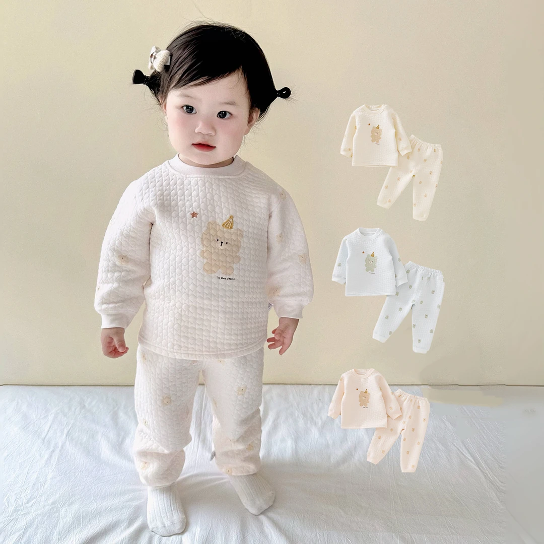 宝宝保暖内衣两件套春秋冬季婴儿衣服薄棉打底衣家居睡衣分体套装