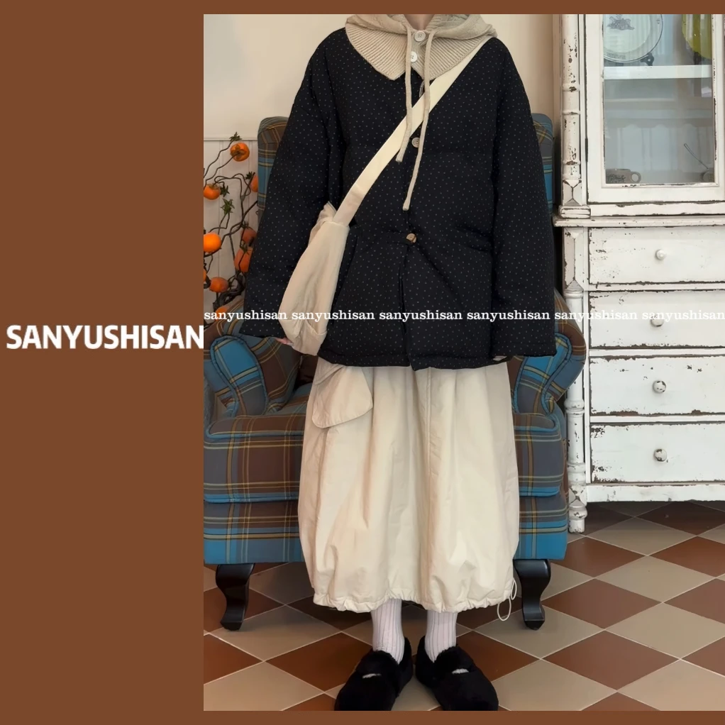 三与十三|工装半裙|秋冬长款复古学院风日常日系保暖设计款半身裙