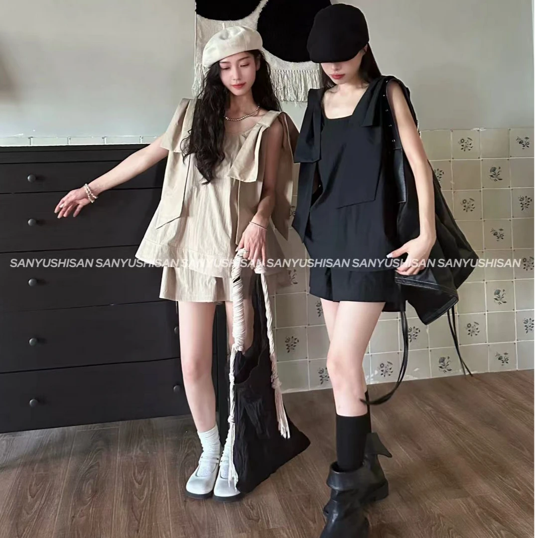 三与十三|少女特调两件套|设计感蝴蝶结显瘦气质时尚夏季宽松纯色