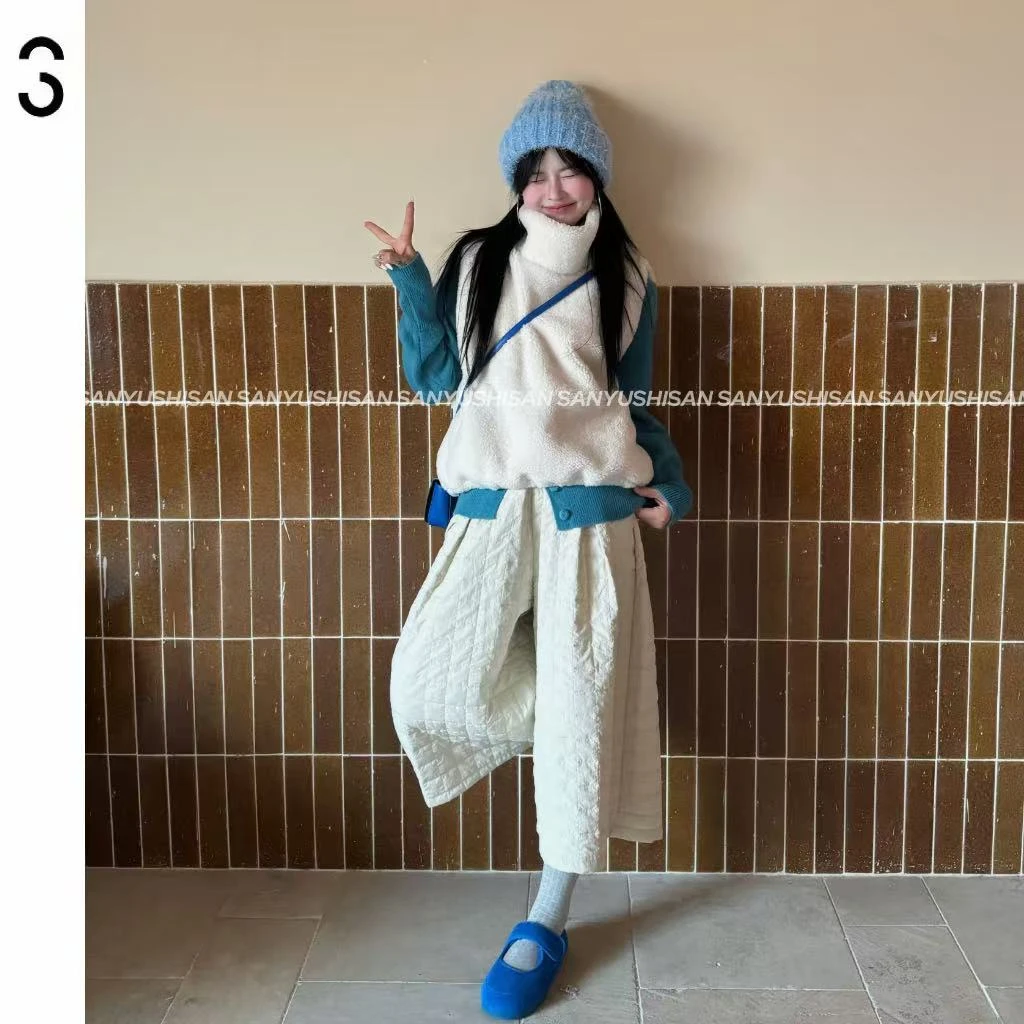 三与十三|冬宜雪|秋冬韩版时尚高领可叠穿显瘦无袖套头背心