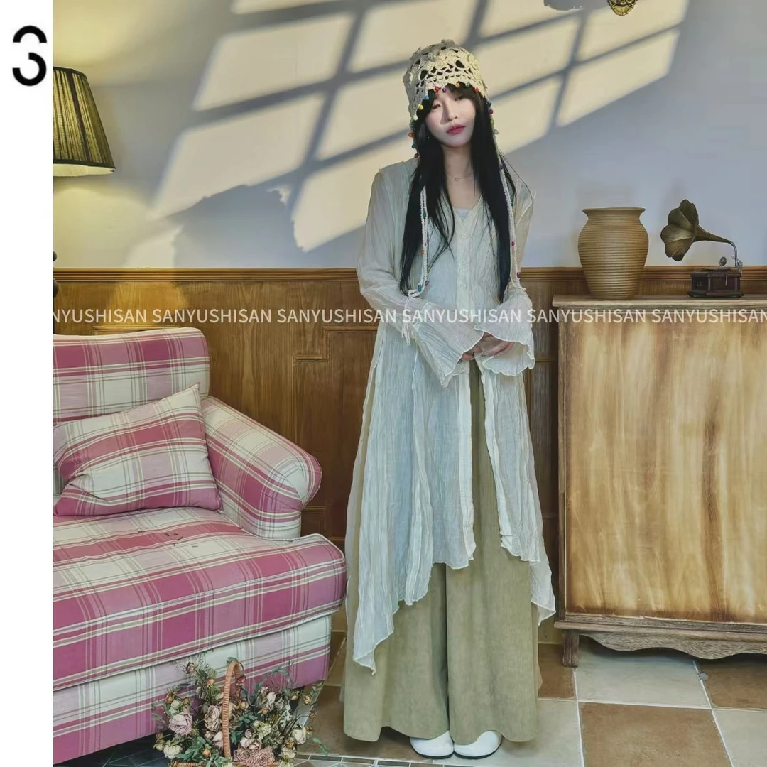 三与十三|暮色沉衬衫|不规则叠穿褶皱感衬衫设计复古衬衫裙tian1