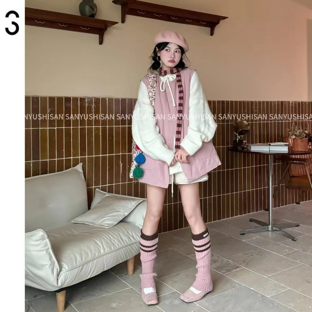 三与十三|落樱|日常百搭马甲宽松日系休闲纯色无袖马甲上衣外套