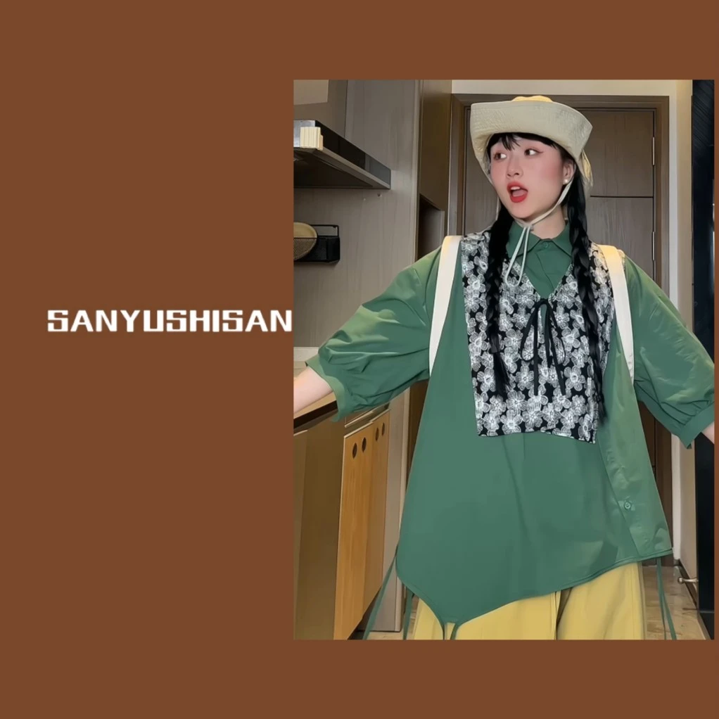 三与十三 | 设计斜口衬衫 | 高级感设计款宽松斜扣衬衫