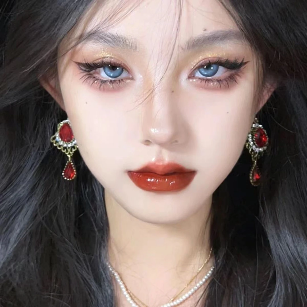 宫廷耳饰巴洛克红色网红高级感吊坠耳环中古耳坠法式时尚宴会耳钉