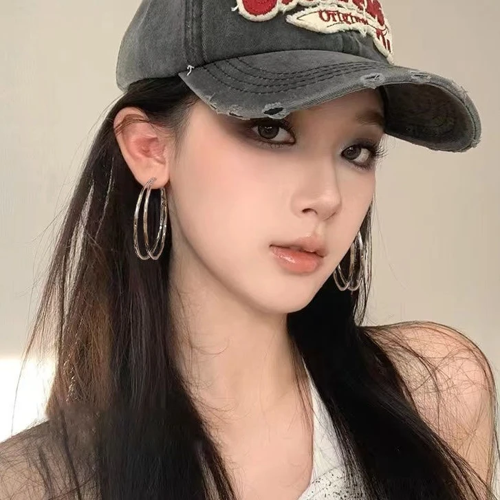 方圆脸适合的素圈耳环女独特不规则圆圈耳饰轻奢高级感夸张大耳圈