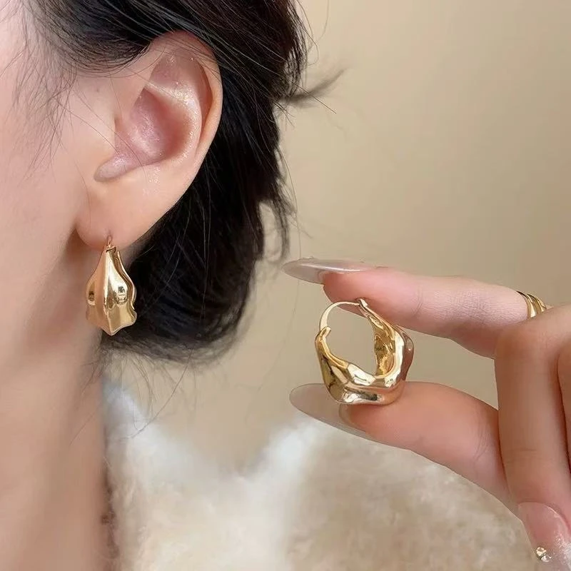 店主推荐! ! 设计感金色不规则耳扣轻奢独特高级感耳环简约耳饰女