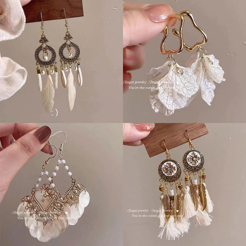 西米亚度假耳环2024新款流苏民族高级气质耳钉耳饰