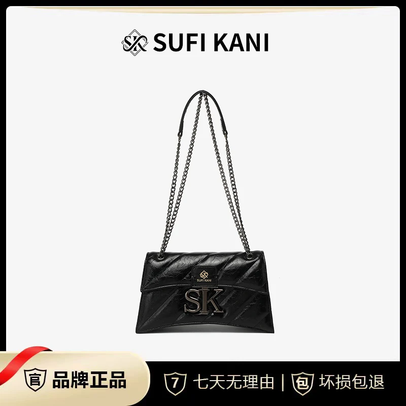 SUFI KANI 新款时尚轻奢百搭单肩斜挎包9009#-黑色