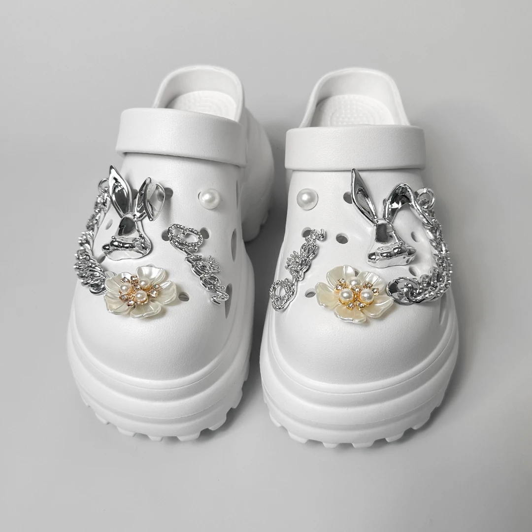 女外穿厚底防滑软底拖鞋超增高10CM凉鞋新款卡通折耳兔eva洞洞鞋