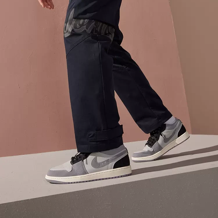 AIR JORDAN官方正品AJ1 男款解构影子灰复古低帮休闲鞋DZ4135-002