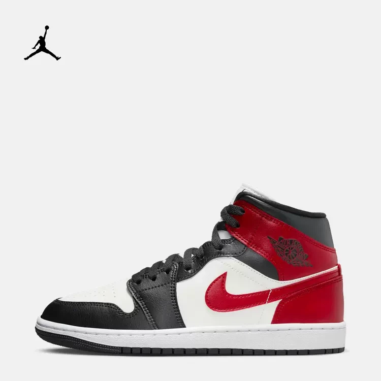 AIR JORDAN官方正品 AJ1黑红禁穿女款复古中帮板鞋  L BQ6472-160