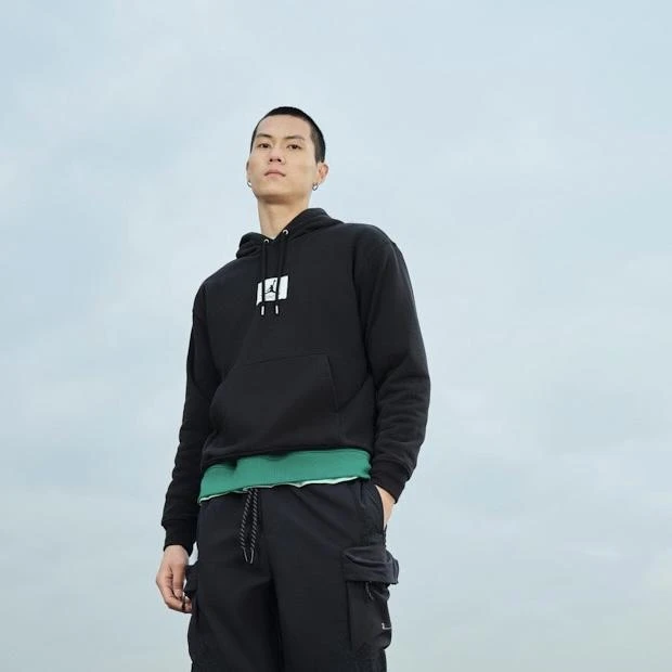 AIR JORDAN官方正品AJ 男款黑色方块时尚休闲连帽卫衣 DQ7339-010