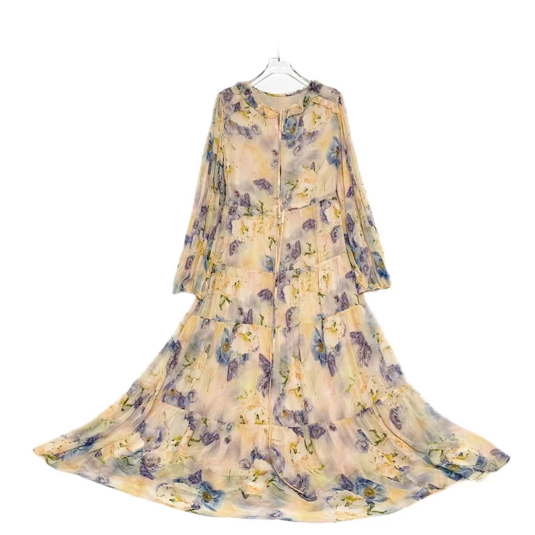 【丫丫-禾枫原创】重磅100%桑蚕丝连衣裙HF23C533