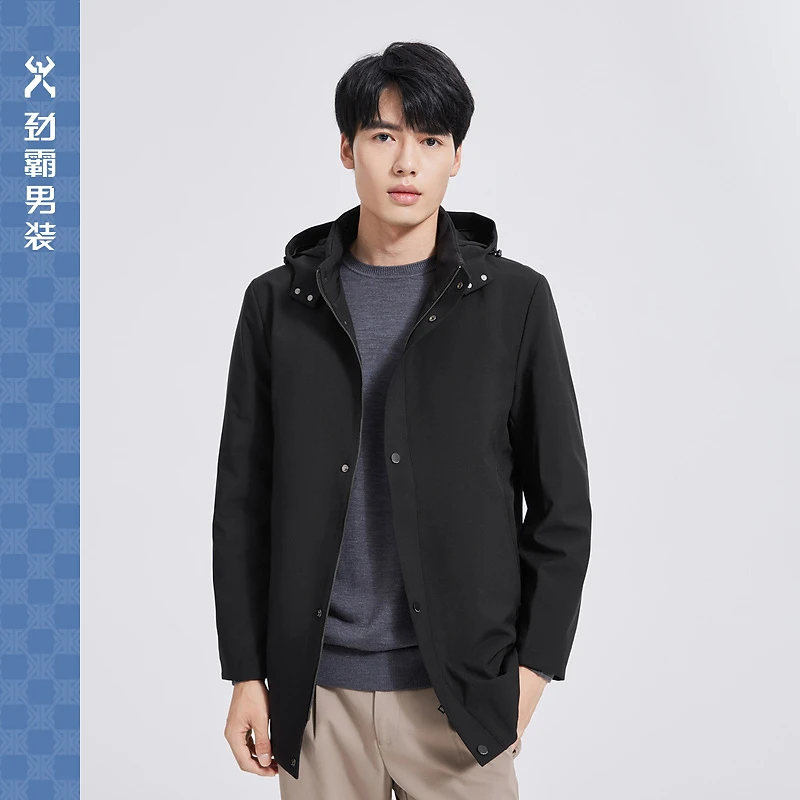 【劲霸】男装时尚外套冬季 中长版夹克薄白鸭绒羽绒服FREC3302