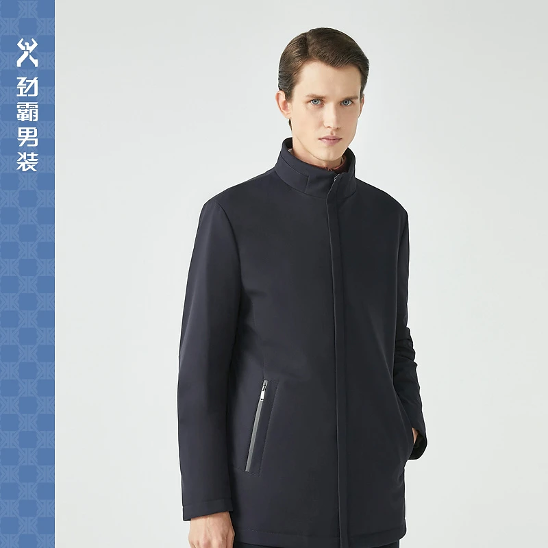 绿色劲霸男士秋季运动商务休闲夹克中长版轻薄羽绒服BREG3191