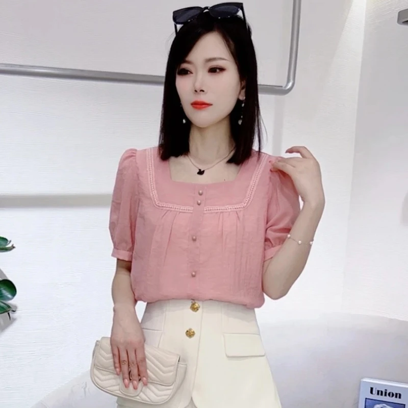 小香风衬衫女短袖新款时尚显瘦气质减龄雪纺衫今年流行漂亮上衣