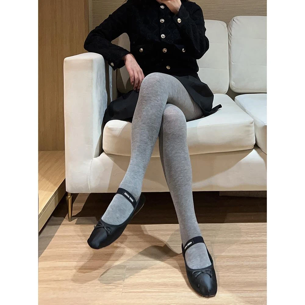 31%羊毛简约平板加绒打底袜女冬保暖弹力显瘦灰色连裤袜A123柔软