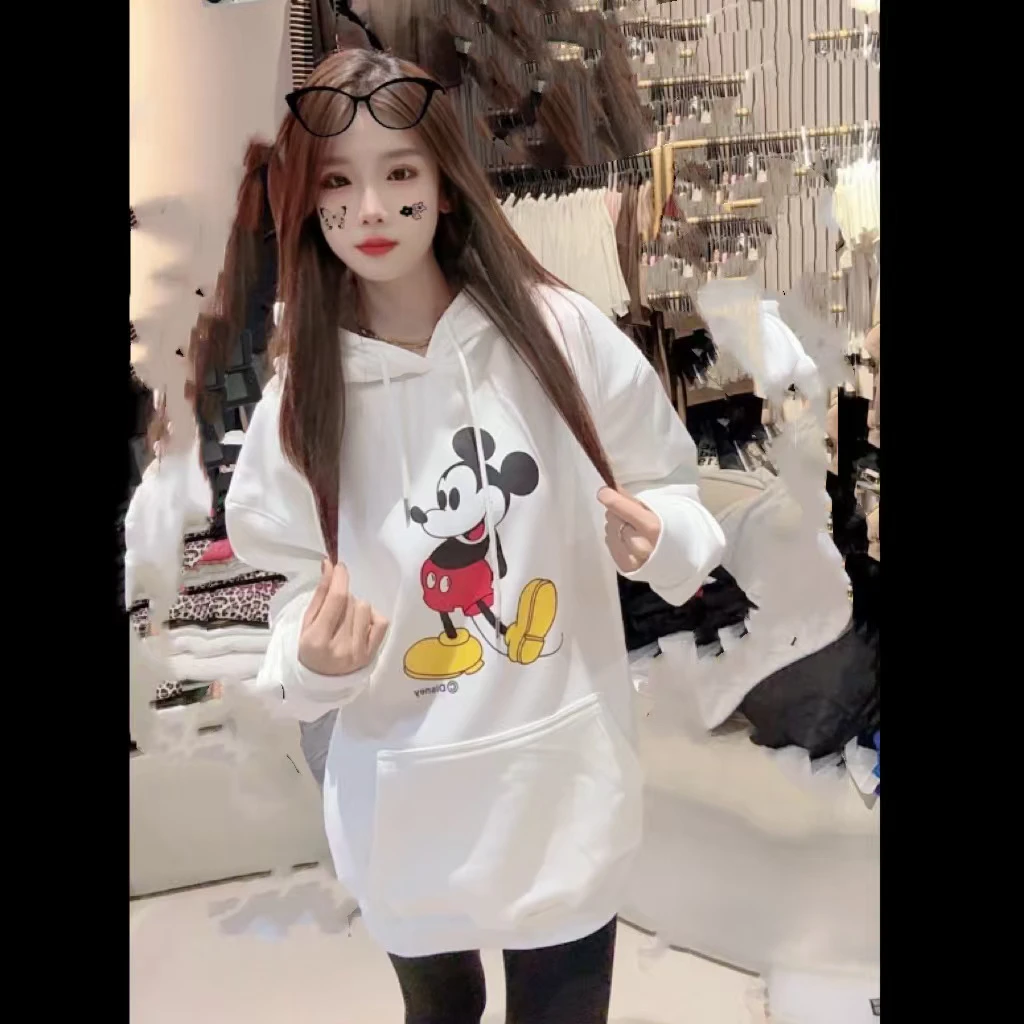 秋冬新款韩版【傲娇小老鼠】宽松慵懒遮屁屁套头卫衣