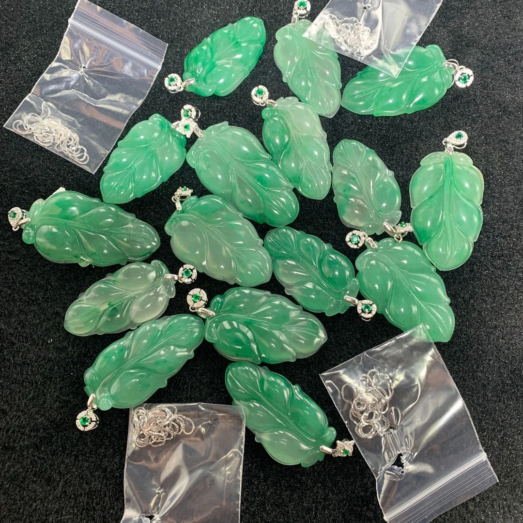 【景蘭】天然石英质玉非洲翠叶子赠送扣+链107CP（多样性发1）