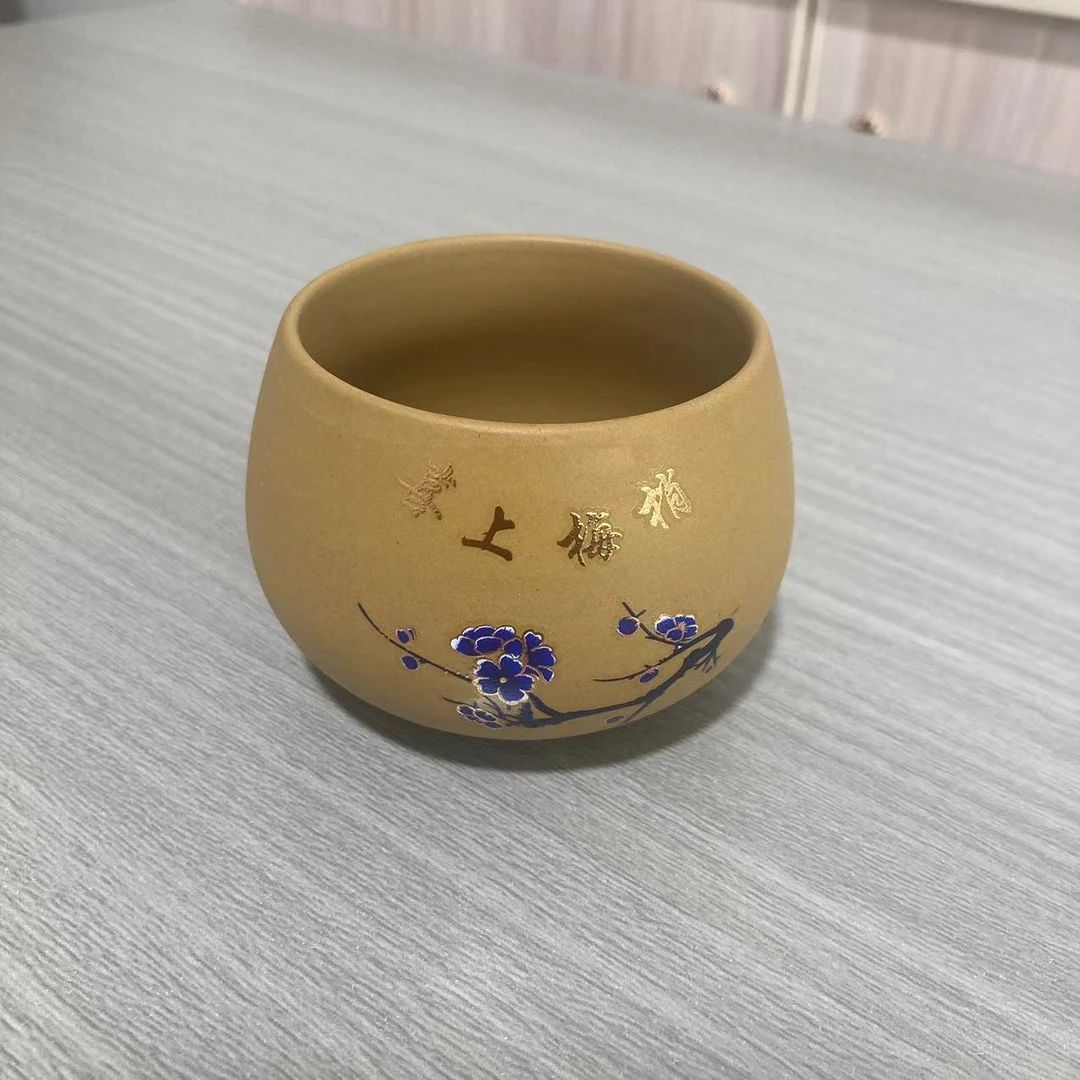GF031黄花鸟紫砂茶杯单个主人杯喜上眉梢