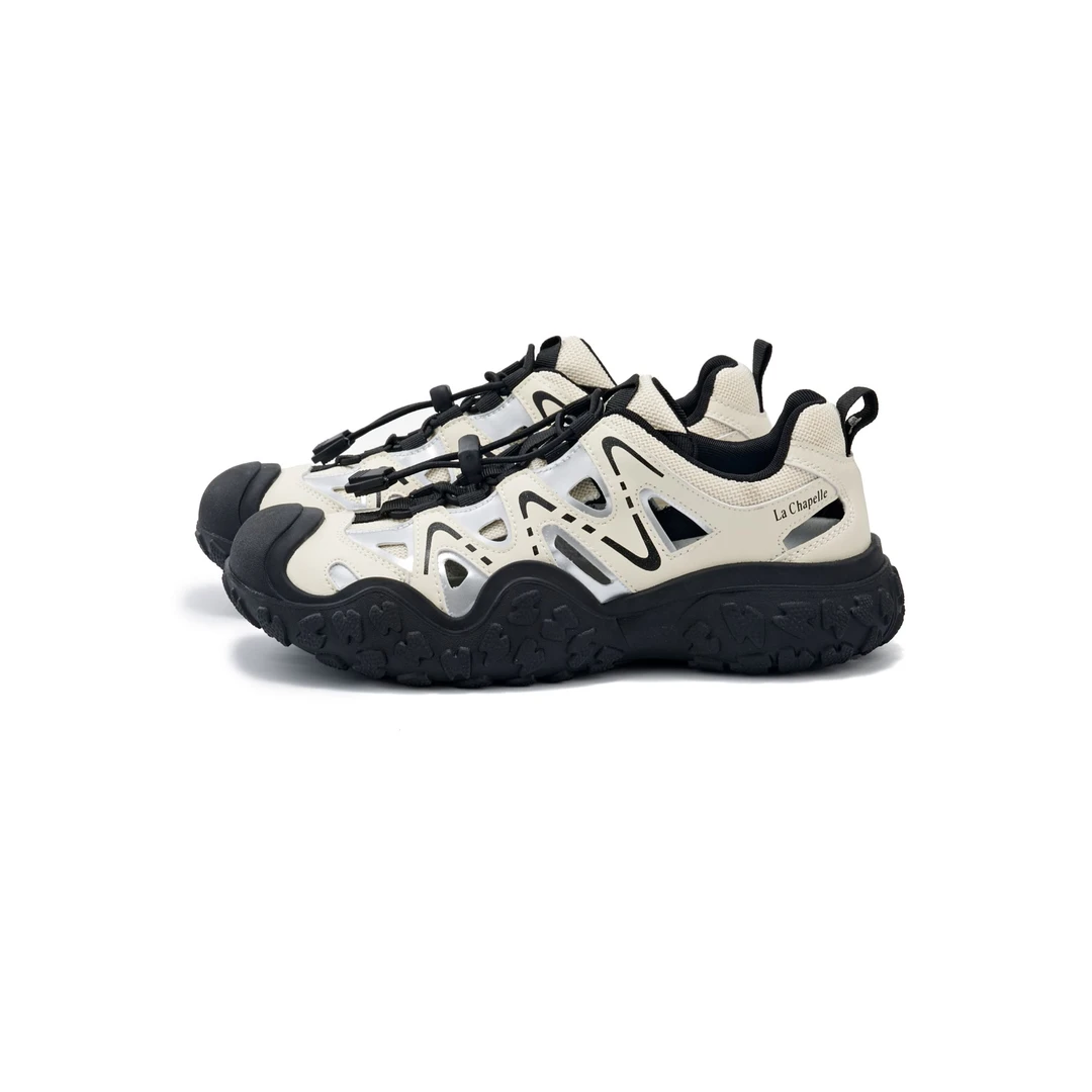 拉夏贝尔2024新款徒步登山运动鞋镂空丑萌老爹鞋LA-1225